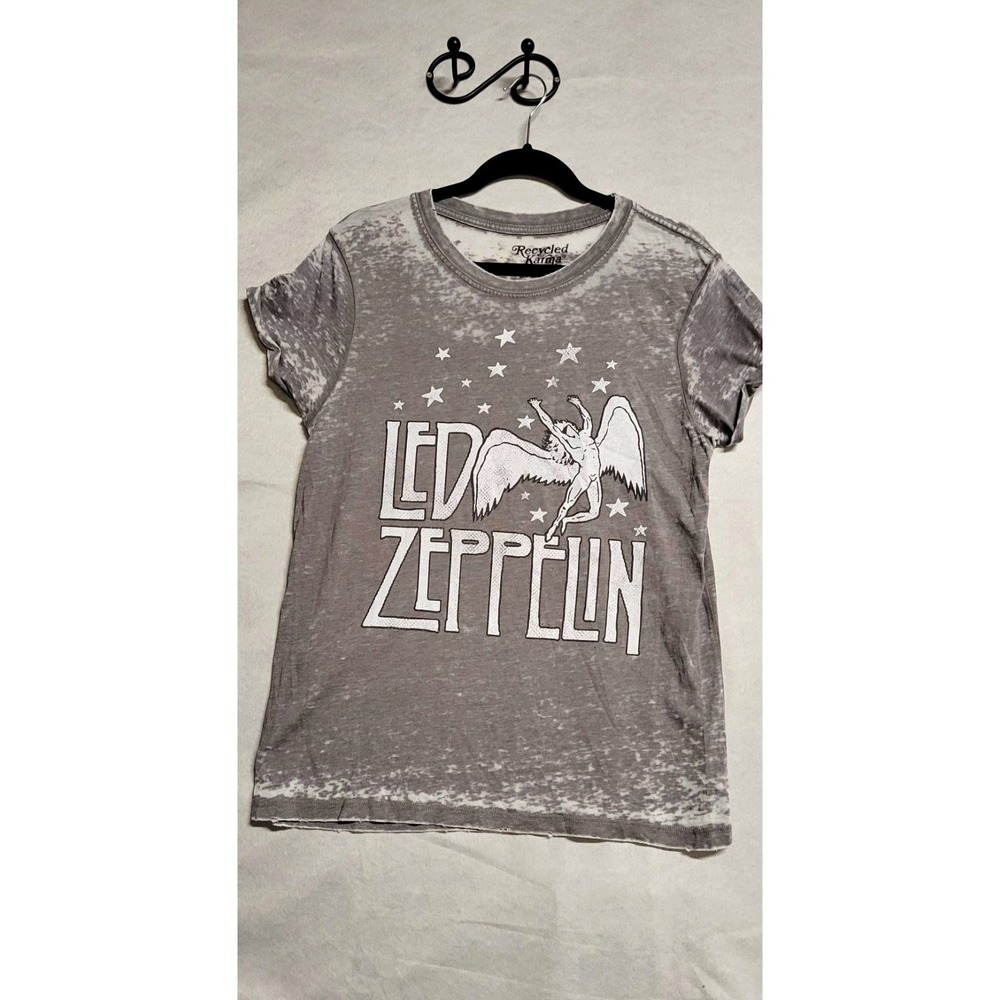 Recycled Karma Led Zeppelin Gray Graphic Burnout Short Sleeve T-Shirt Size M